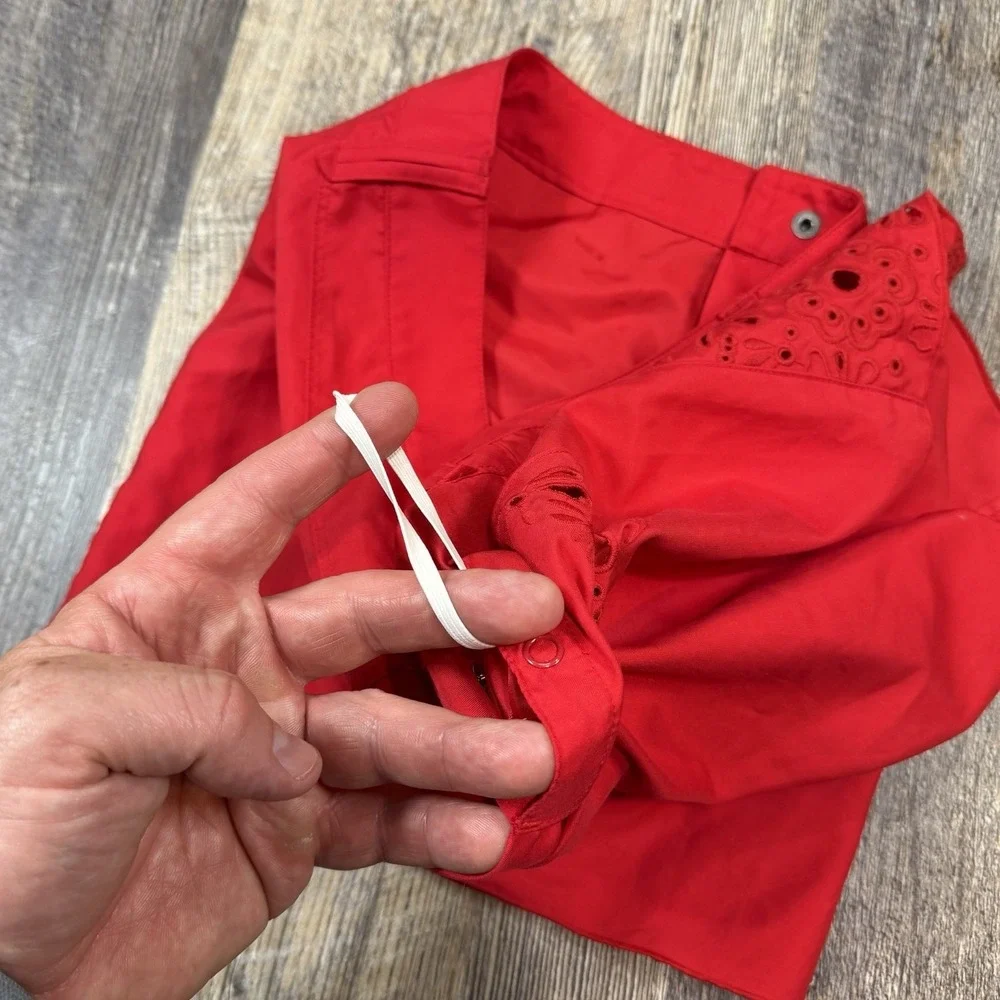 Athleta Coastal Eyelet Floral Embroidered Shorts Womens Size 6 Red Golf‎ Resort
